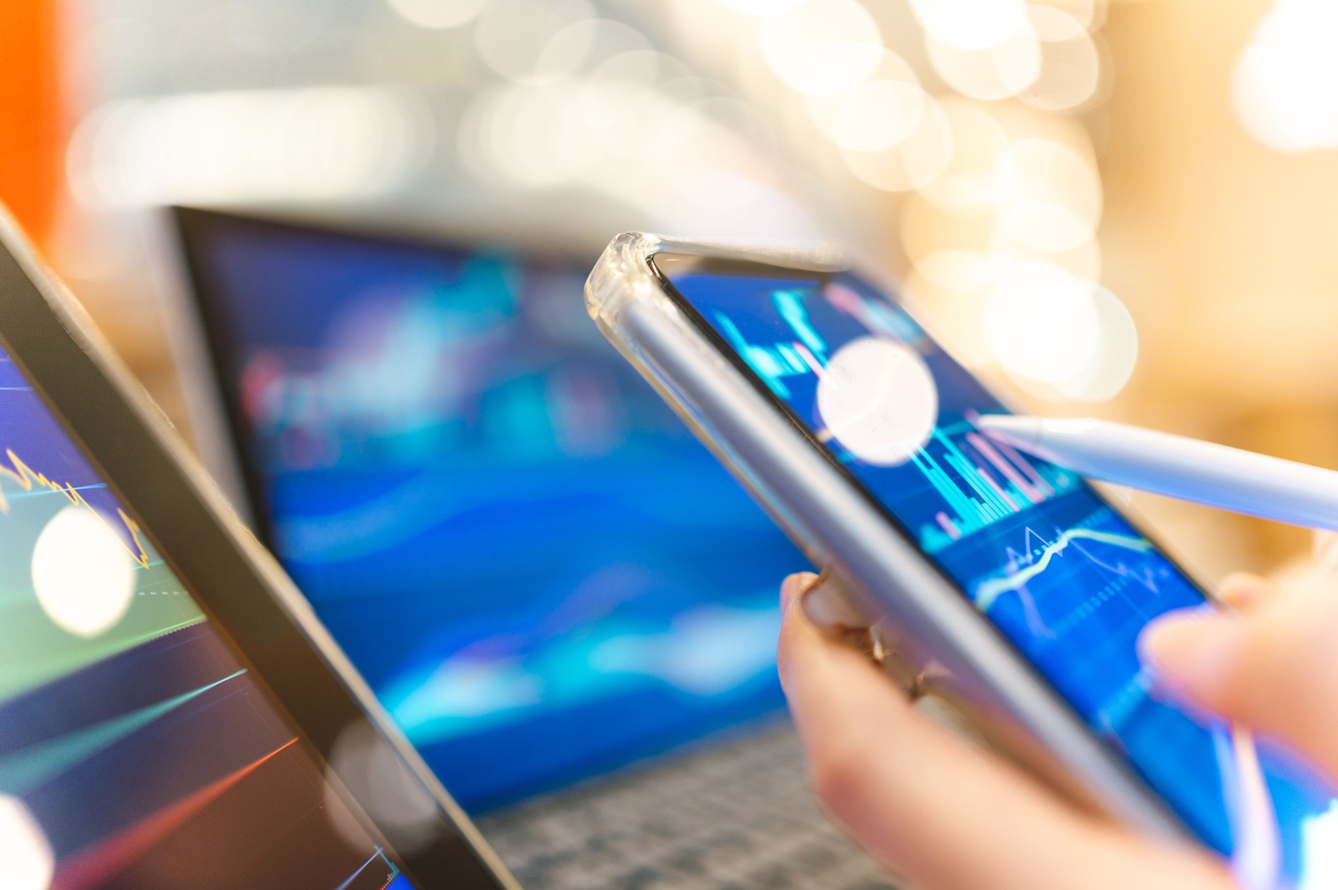 Close-up beginner investor using digital platform invest Etf and bond from digital app